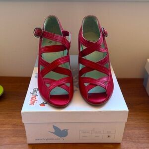 farylrobin Ariel Strappy Red leather Wedges Heels Size 9. From Nordstrom in box